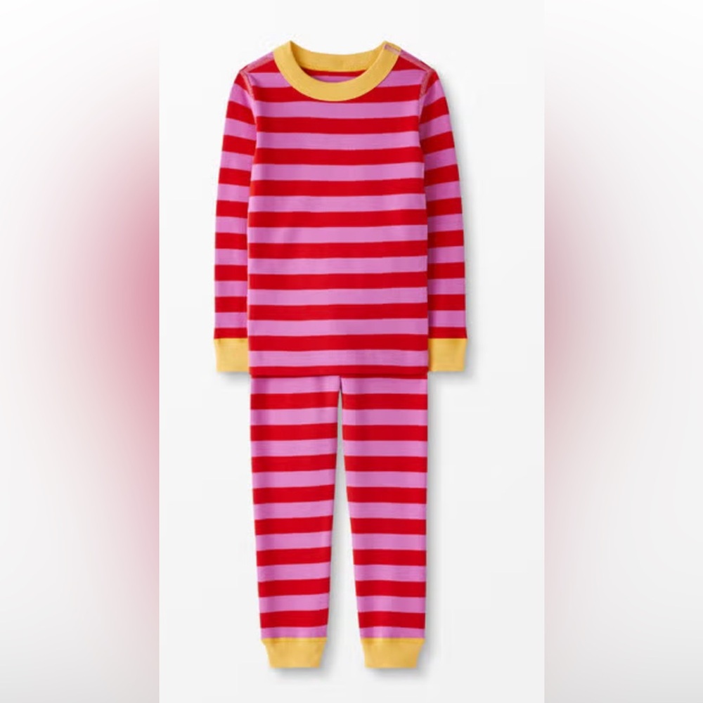 NWT Hanna Andersson Red and Pink Striped Kids Pajamas Size 10